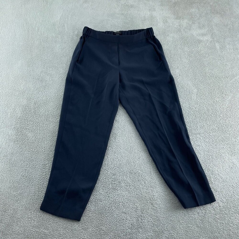 J. Crew Womens Navy Blue Elastic-Waist Tapered Pants Size 8 0057